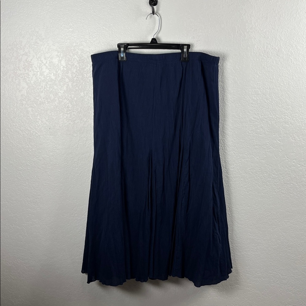 Alfred Dunner Deep Blue Midi Skirt Plus Size 18 Cotton Elastic Waist TC0469